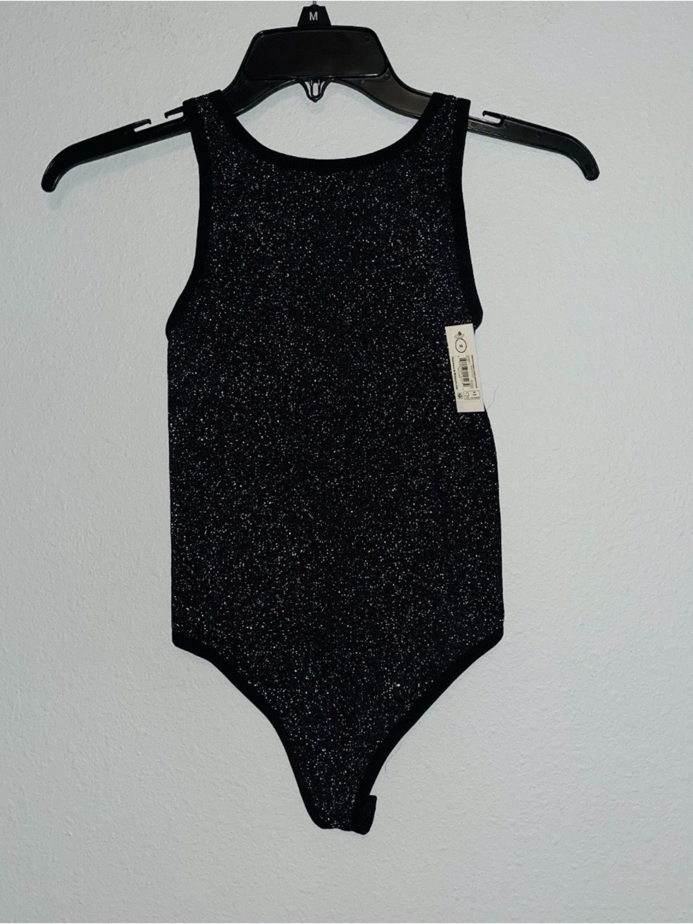 No Boundaries Tank Ribbed Glitter Thong Bodysuit Size XS